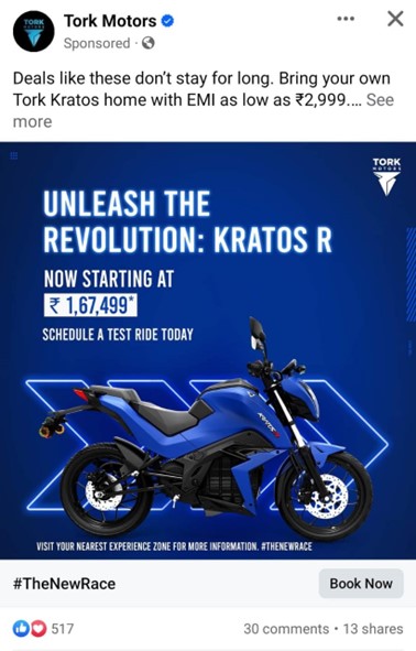 An Example of Photo Ad – Tork Motors