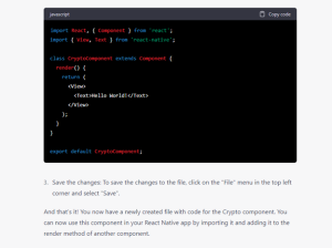 8th Input Query: How to open a newly created file and add the code for the crypto component