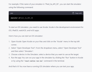 6th input Query: How to start the emulator on android and IoS